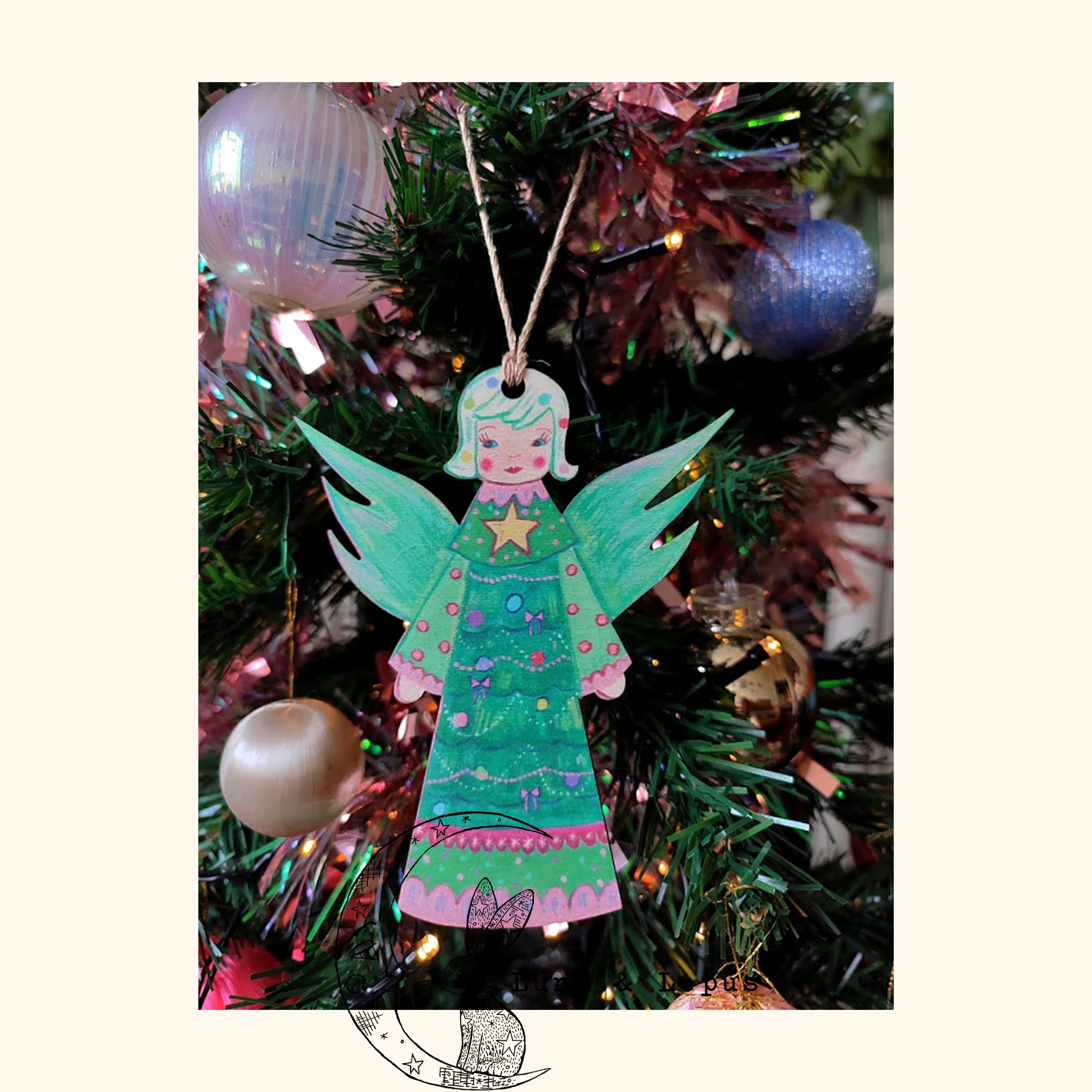 Vintage Style Christmas Angel Decoration - Ivy Angel 'Twinkling Tree'