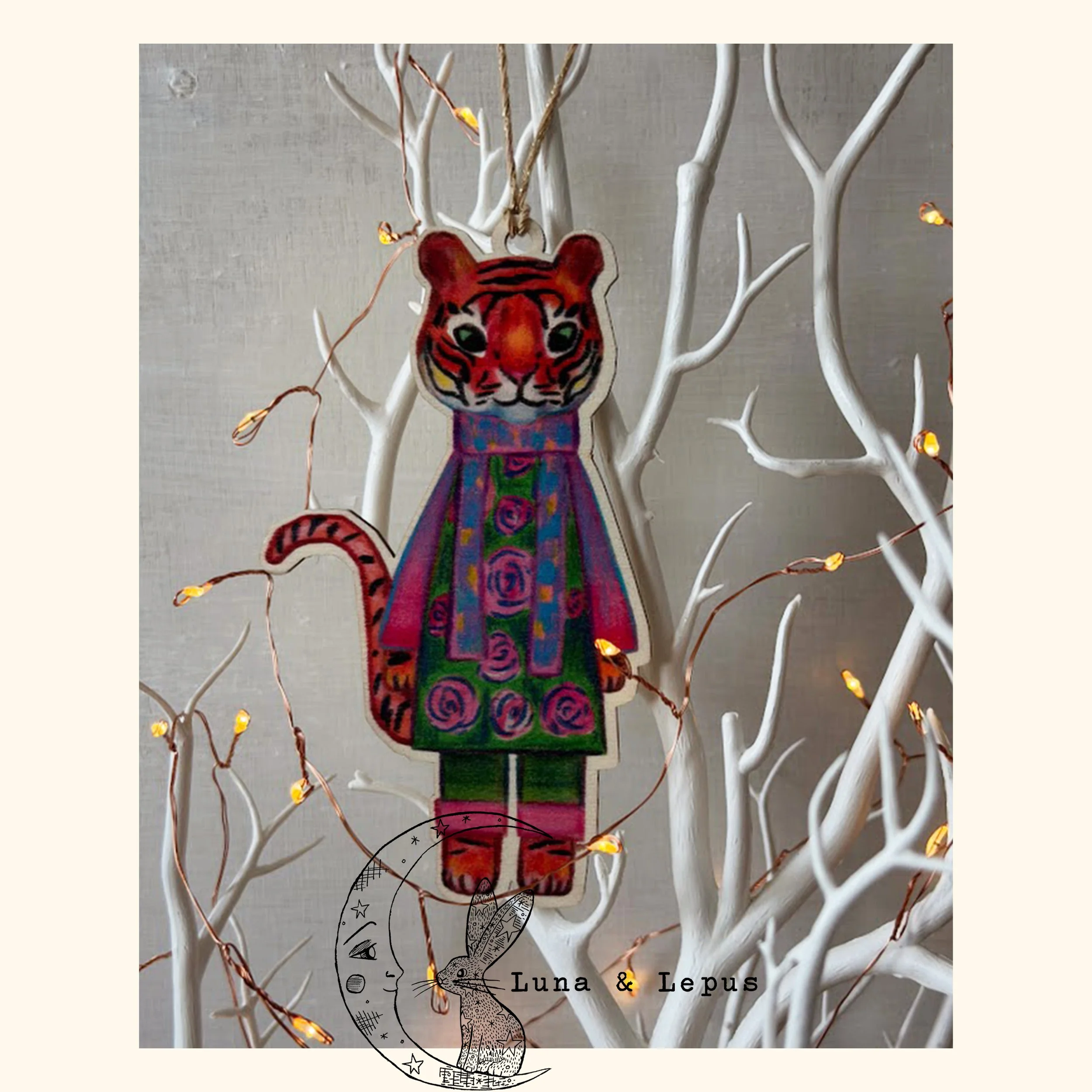 Yuthika the Tiger Wooden Hanging Decoration