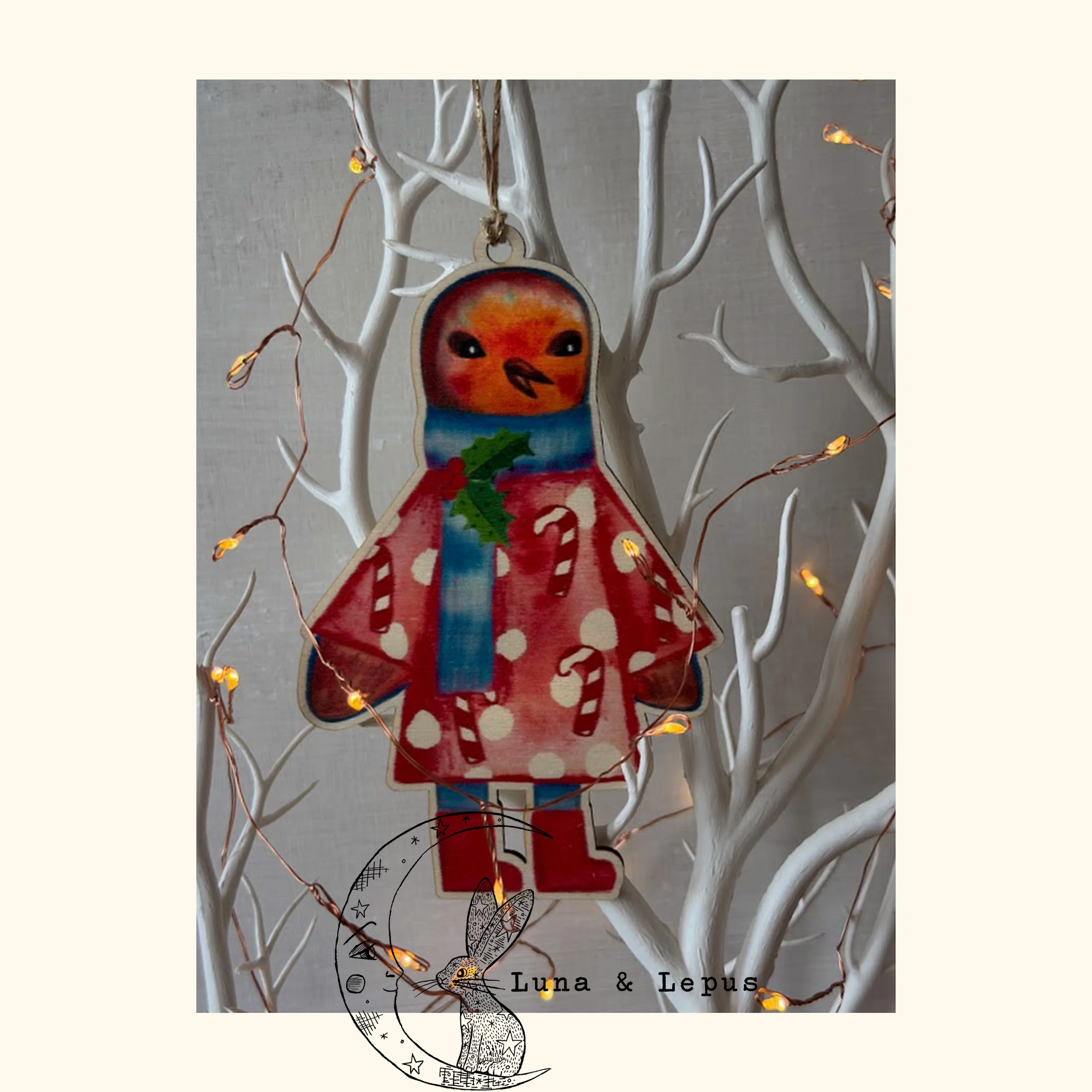 Rosie the Robin Wooden Hanging Decoration