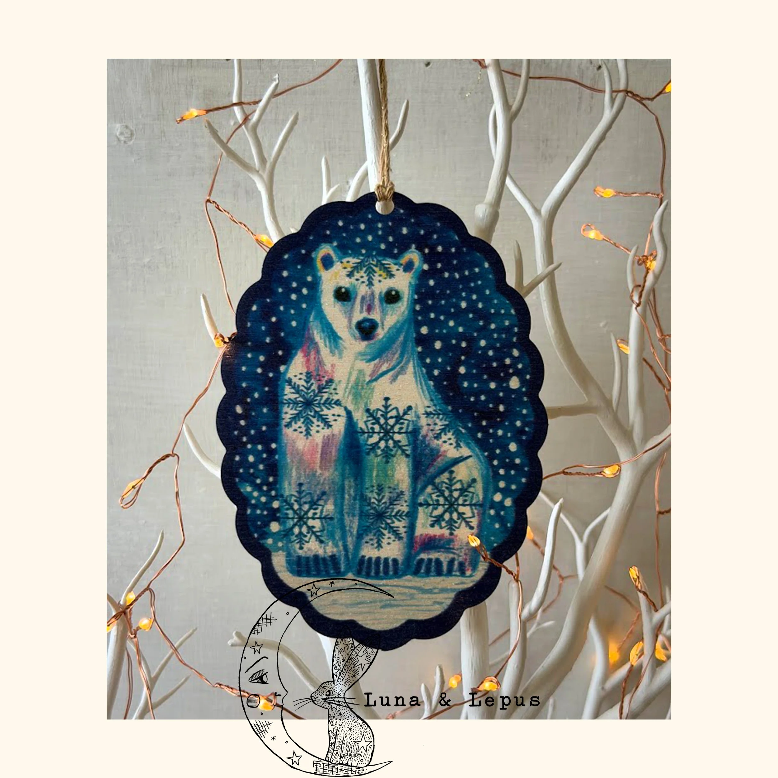 Polar Bear Wooden Hanging Decoration