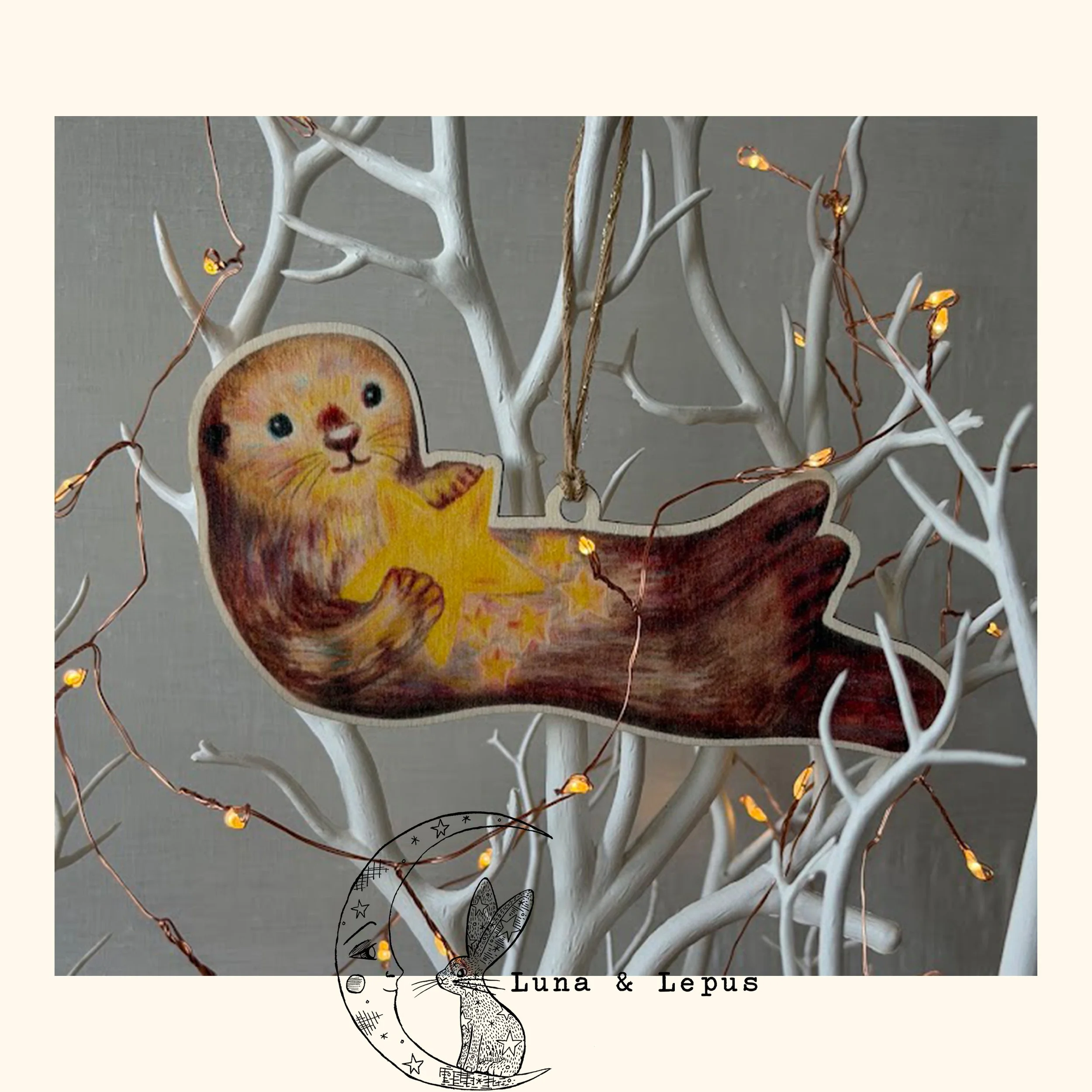 Star Otter Wooden Hanging Decoration