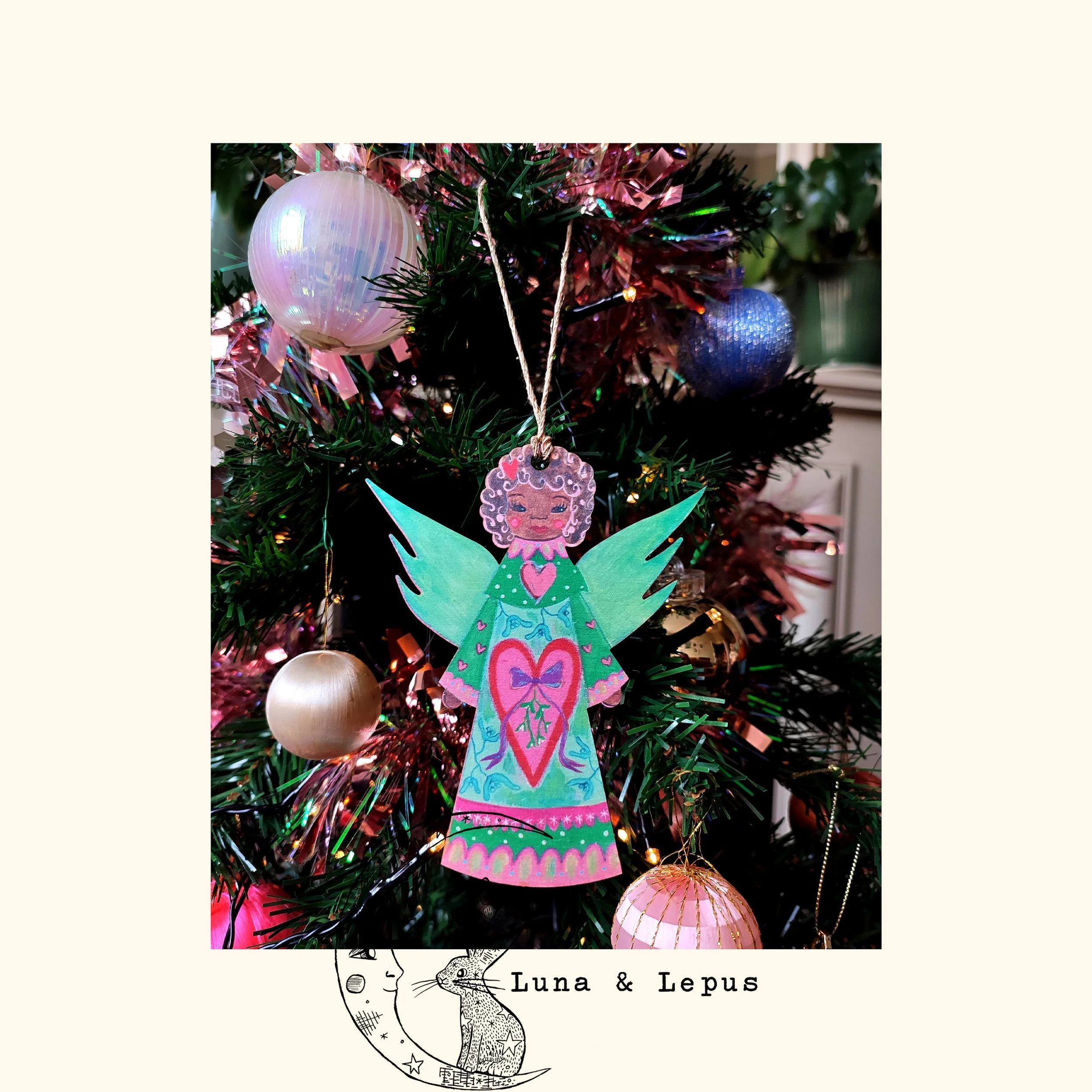 Vintage Style Christmas Angel Decoration - Holly Angel 'Mistletoe Magic'