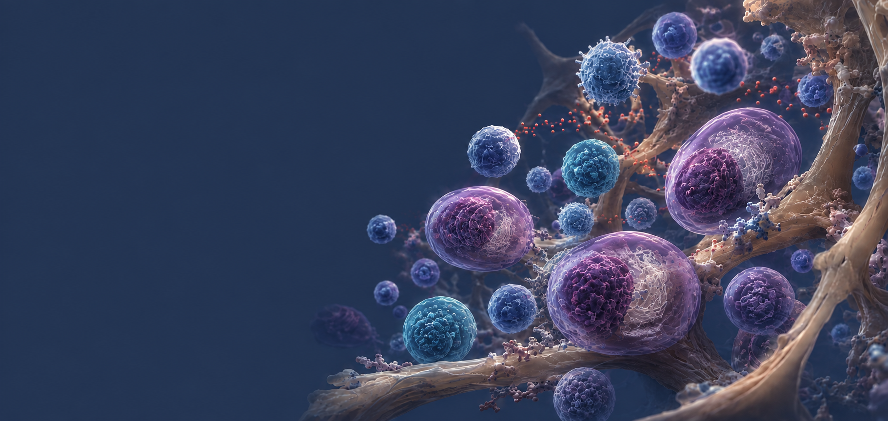 Plasma and myeloma cells, T cells, and NK cells in the bone marrow immune microenvironment.