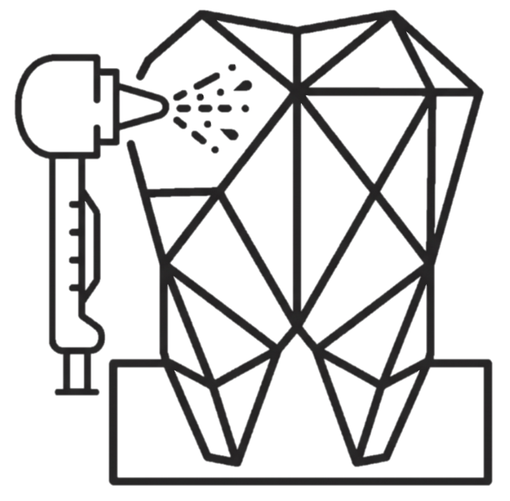 Illustration einer Eismaschine, die Eis aus einem geometrischen Eisbärform produziert.