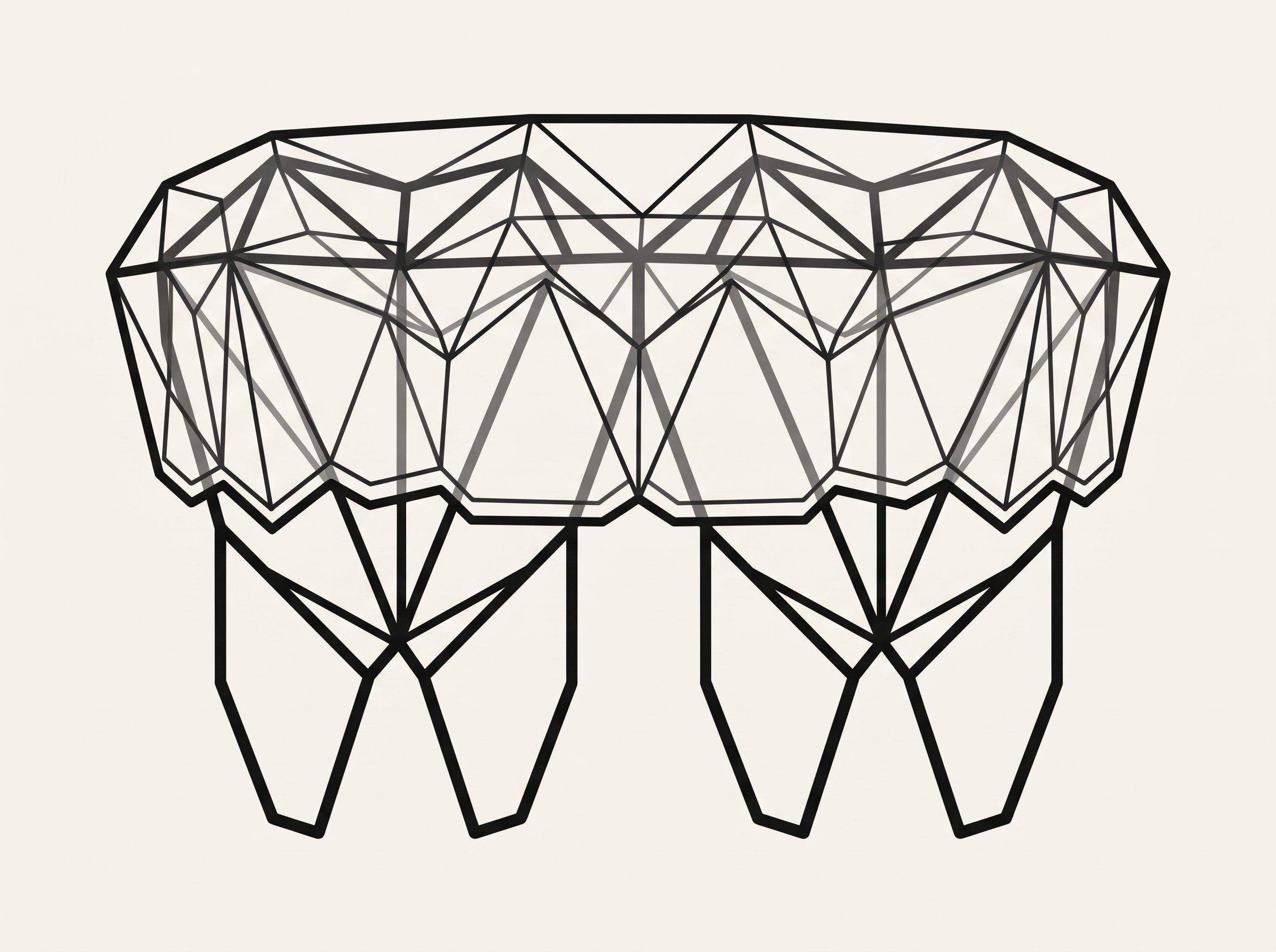 Schwarz-weißer geometrischer Lampenschirm mit entfernbaren Linien auf weißem Hintergrund.