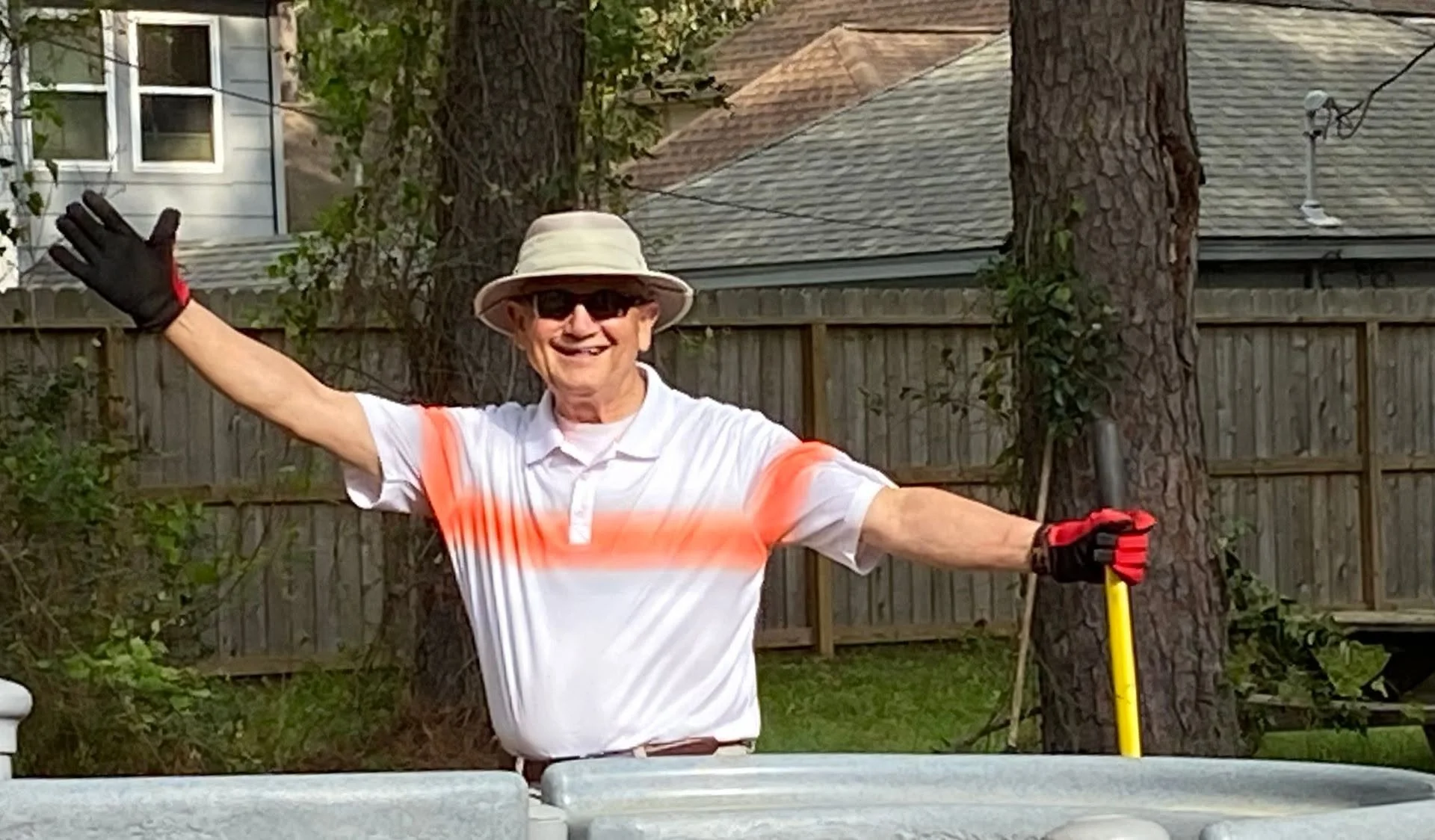 Photo of man working on St. Mary's grounds