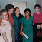 Photo of women gathered together in the Sacristy in the early days of SMEC.