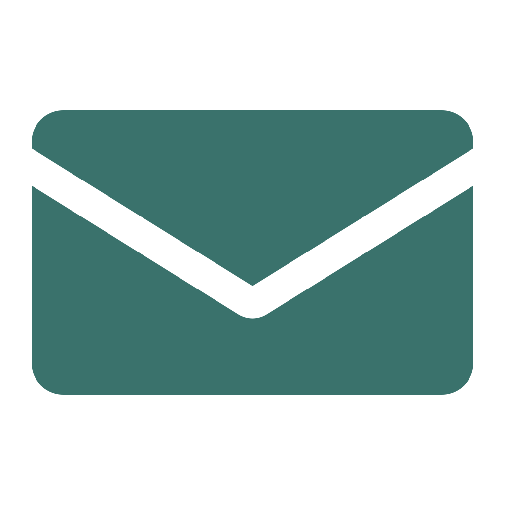 Icon of an envelope with a green background and black outline.