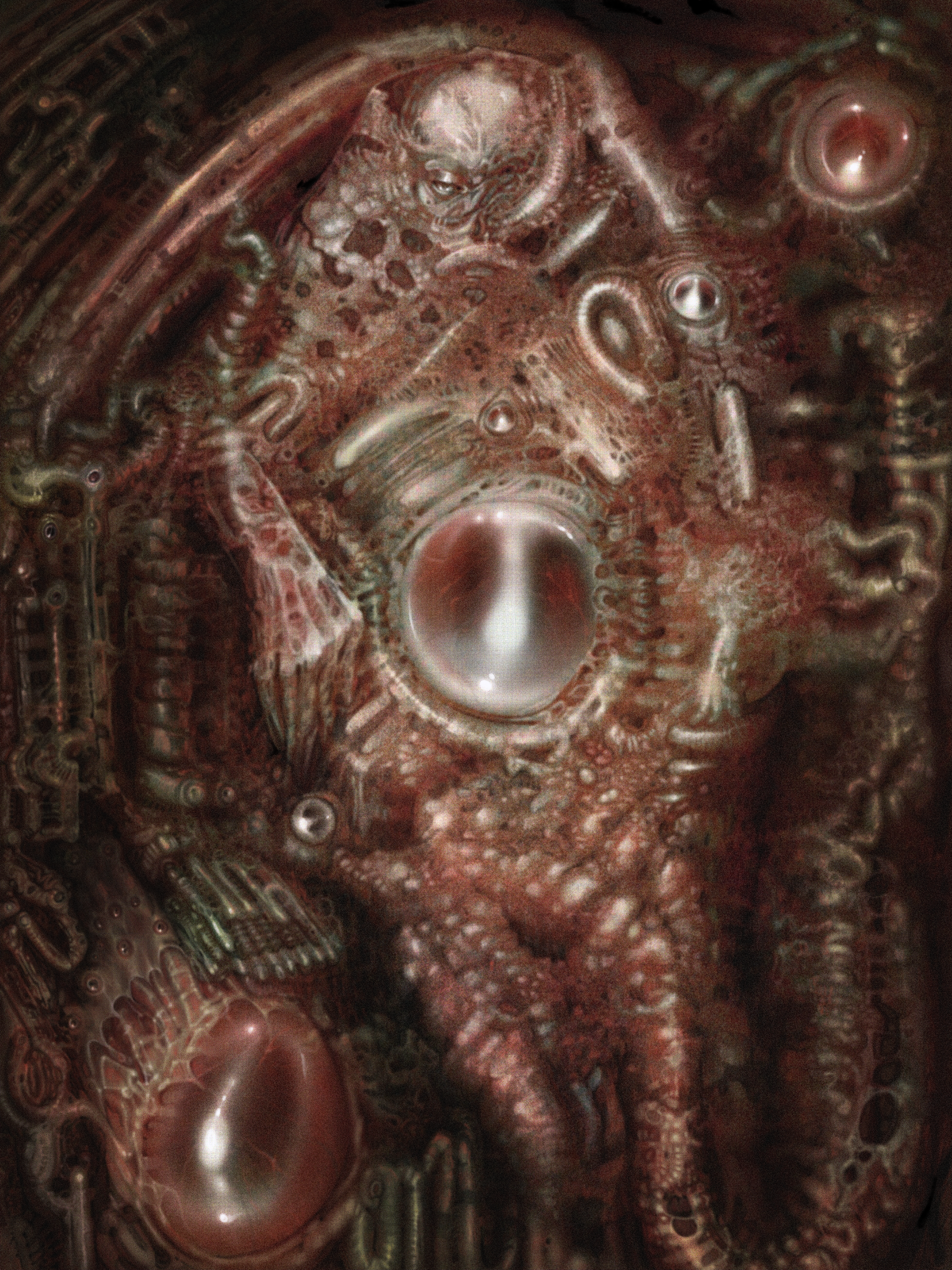 A digital art piece featuring a close-up of a human face with intricate, circuit-like patterns and textures, inspired by cyberpunk or sci-fi themes.