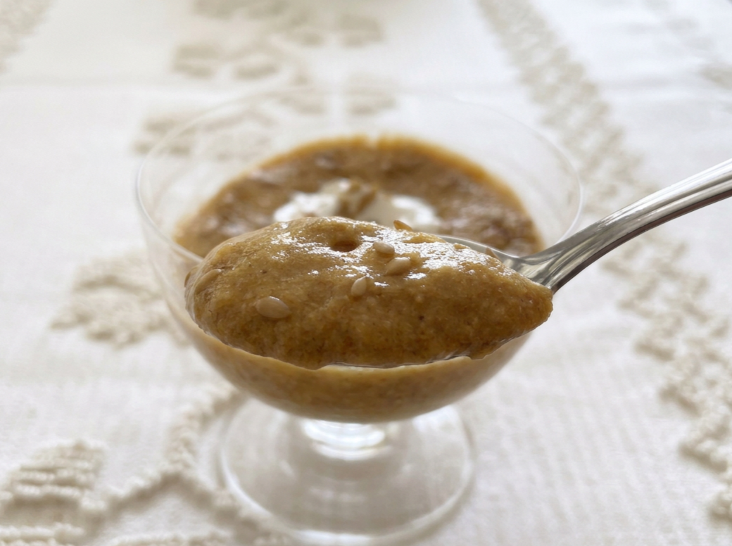 Bowl and Spoon with Condensed Milk 