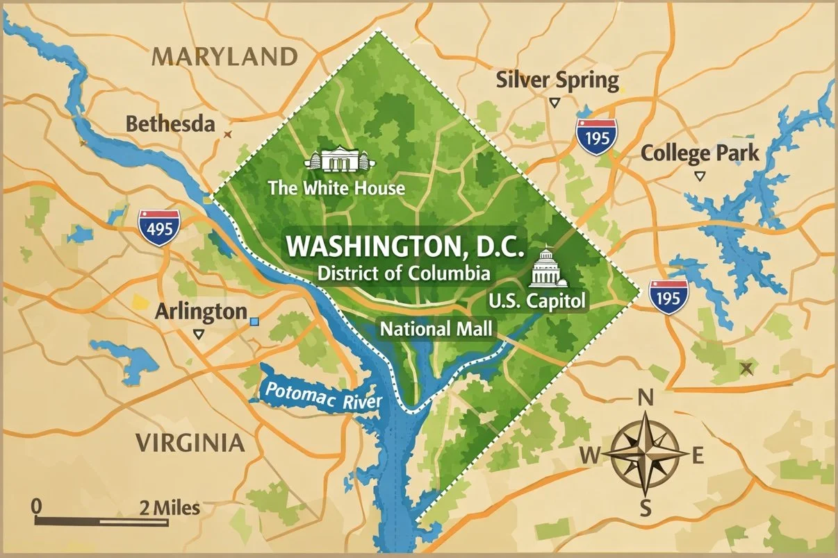 Illustrated map of Washington, D.C.