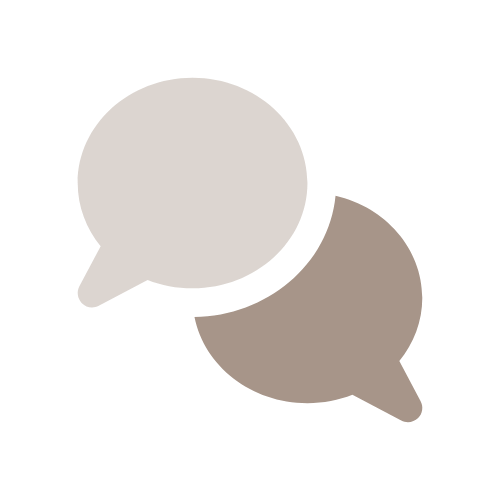 Two speech bubbles overlapping against a black background.