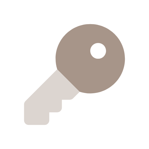 Gray key icon on a black background