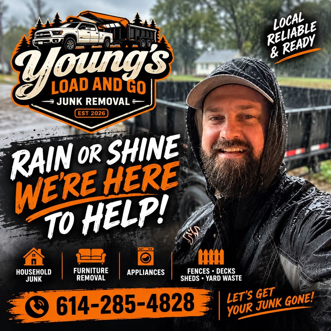 Young&rsquo;s Load and Go is here to help when you need it. ⛈️ rain or shine give us a call/text (614)285-4828 or visit my website at www.youngsloadandgo.com 😁  #junkremoval #hilliard #smallbusinesssaturday #junk