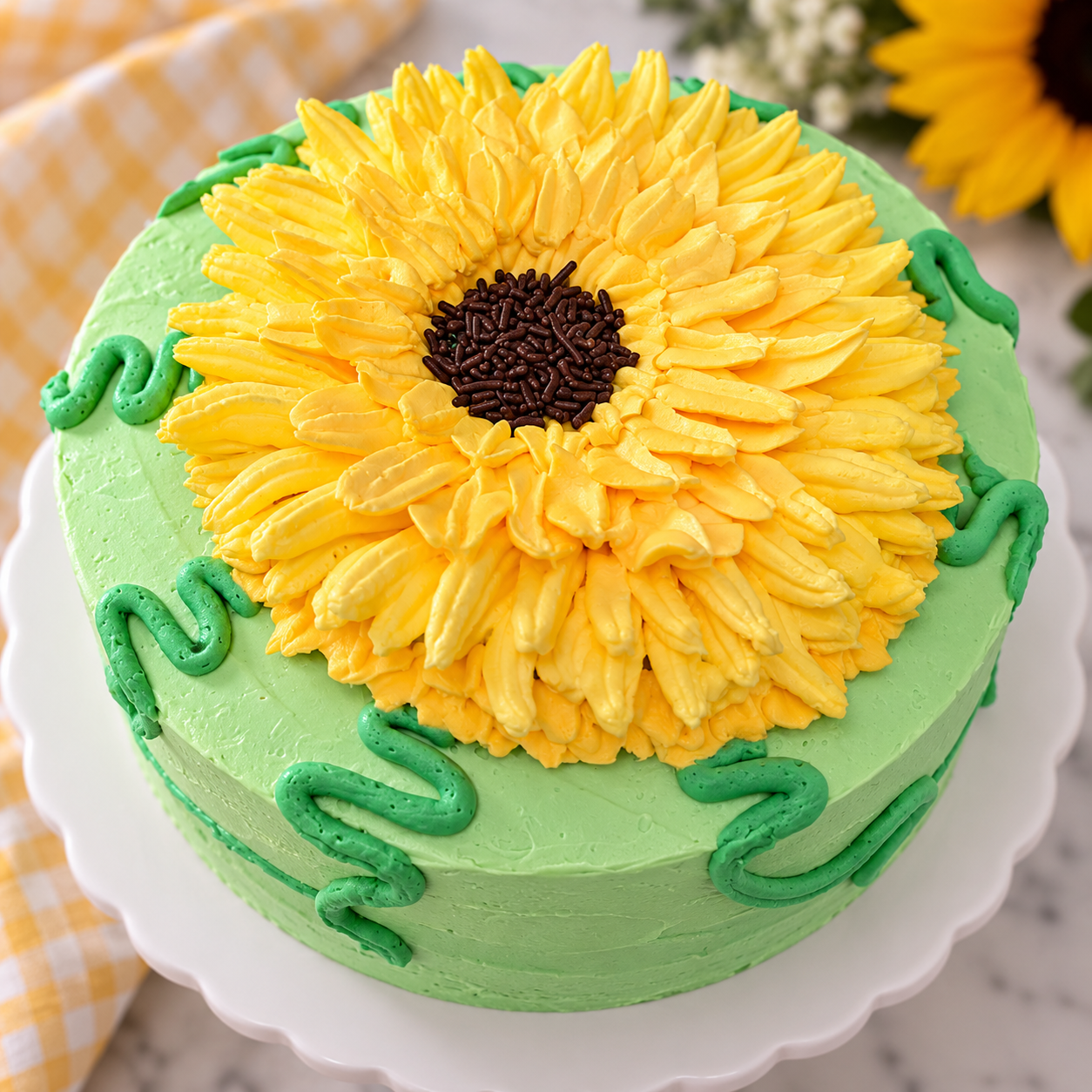 Sunflower Buttercream Cake on Scalloped Stand.png