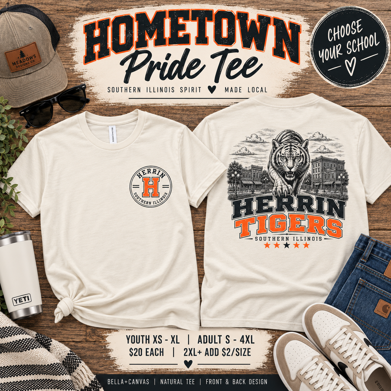 Hometown Pride Tee - Vintage White - Choose Your Town