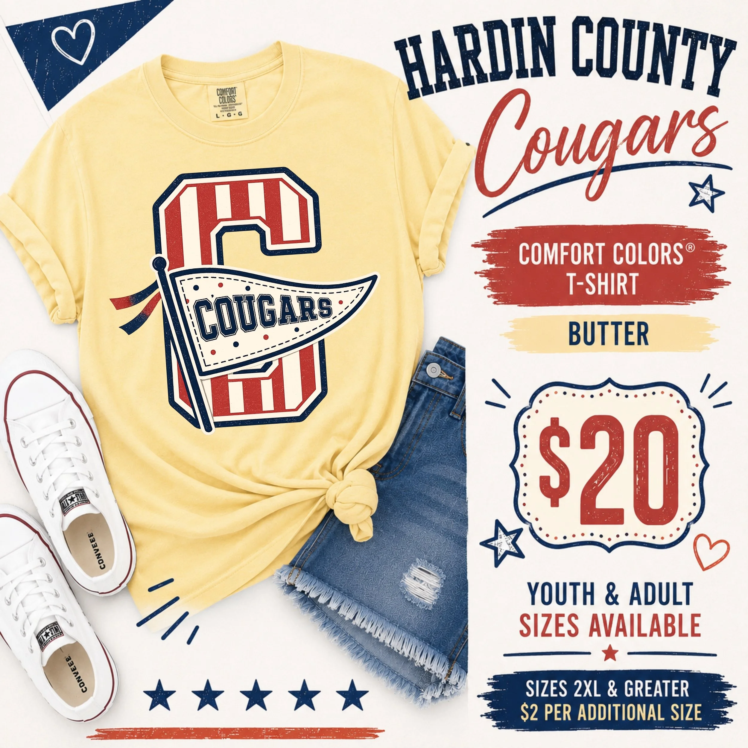 Pennant Pride Cougars | Comfort Colors Tee