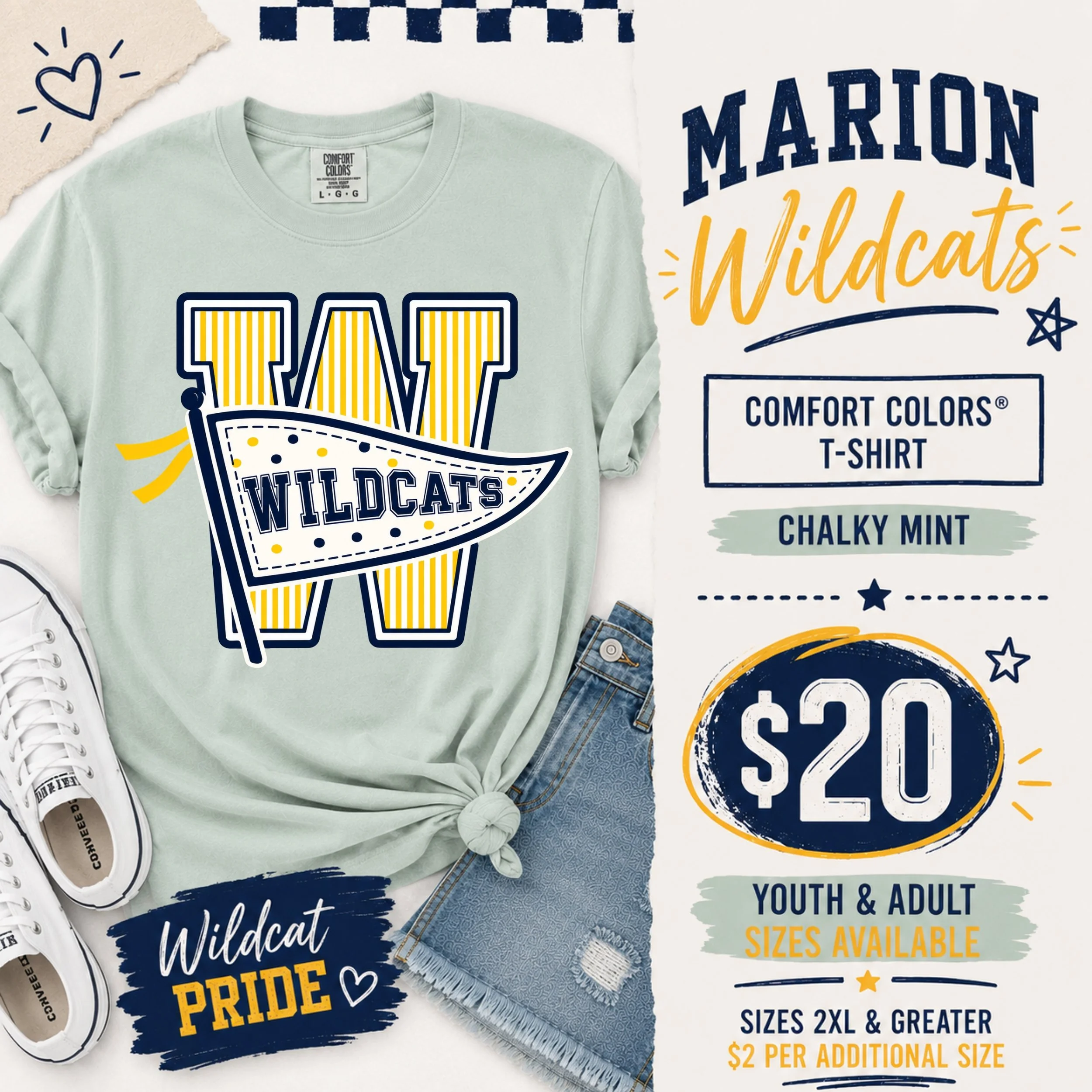 Pennant Pride Wildcats | Comfort Colors Tee