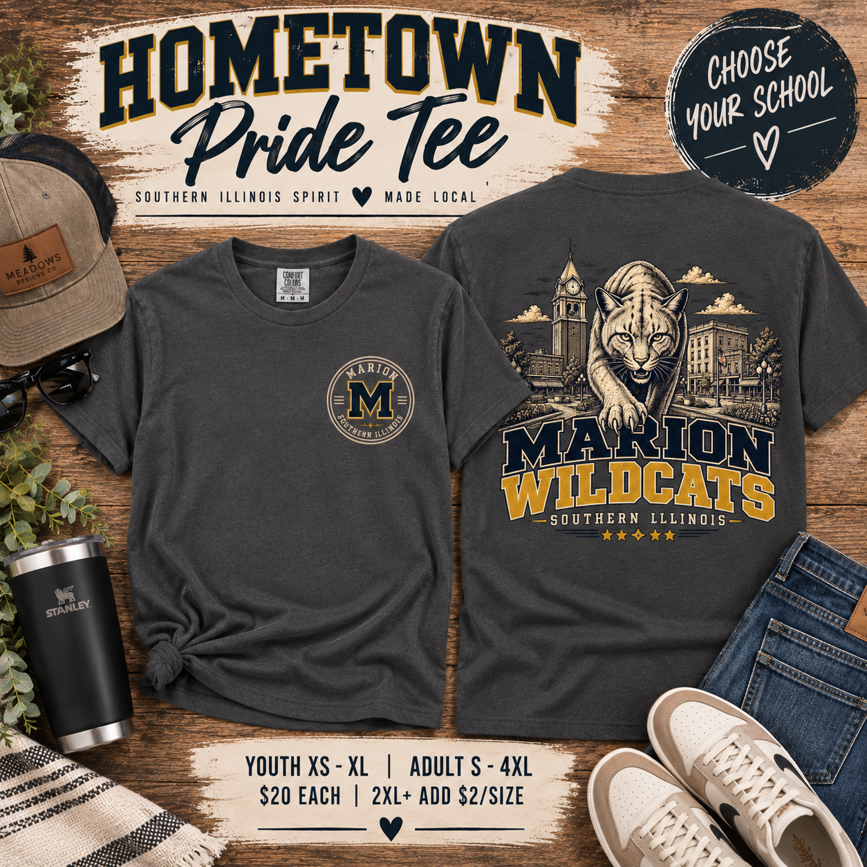 Hometown Pride Tee - Dark Grey - Choose Your Town