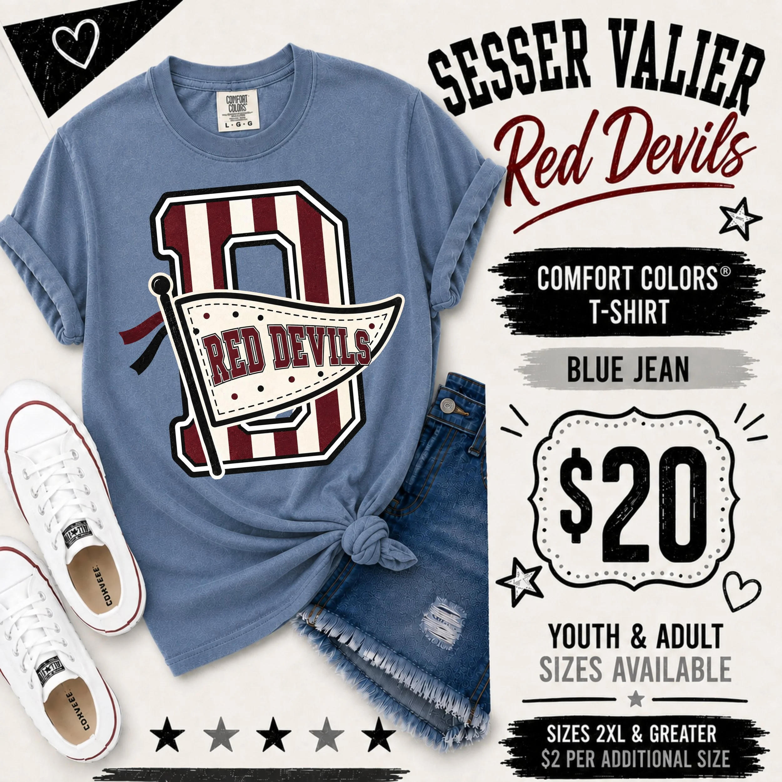 Pennant Pride Red Devils | Comfort Colors Tee
