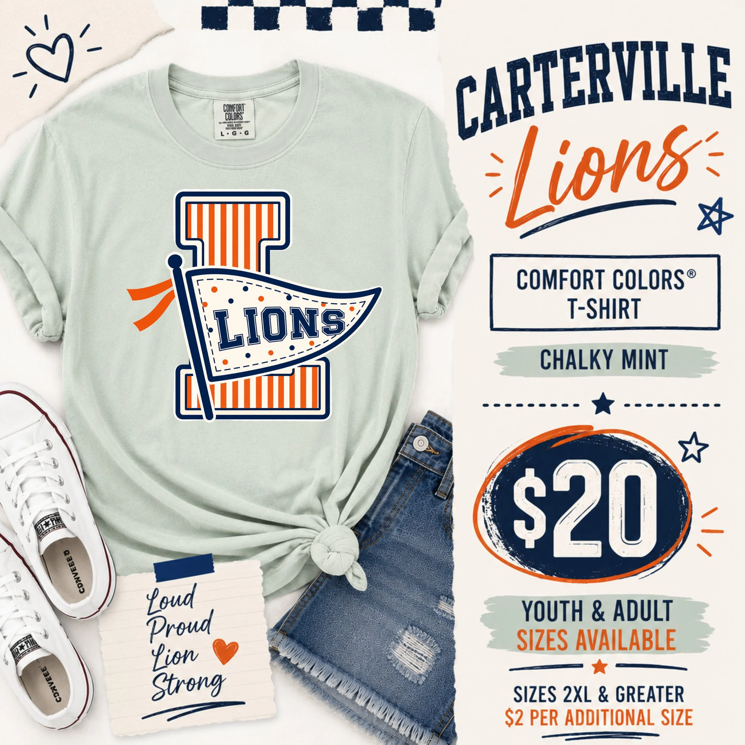 Pennant Pride Lions | Comfort Colors Tee