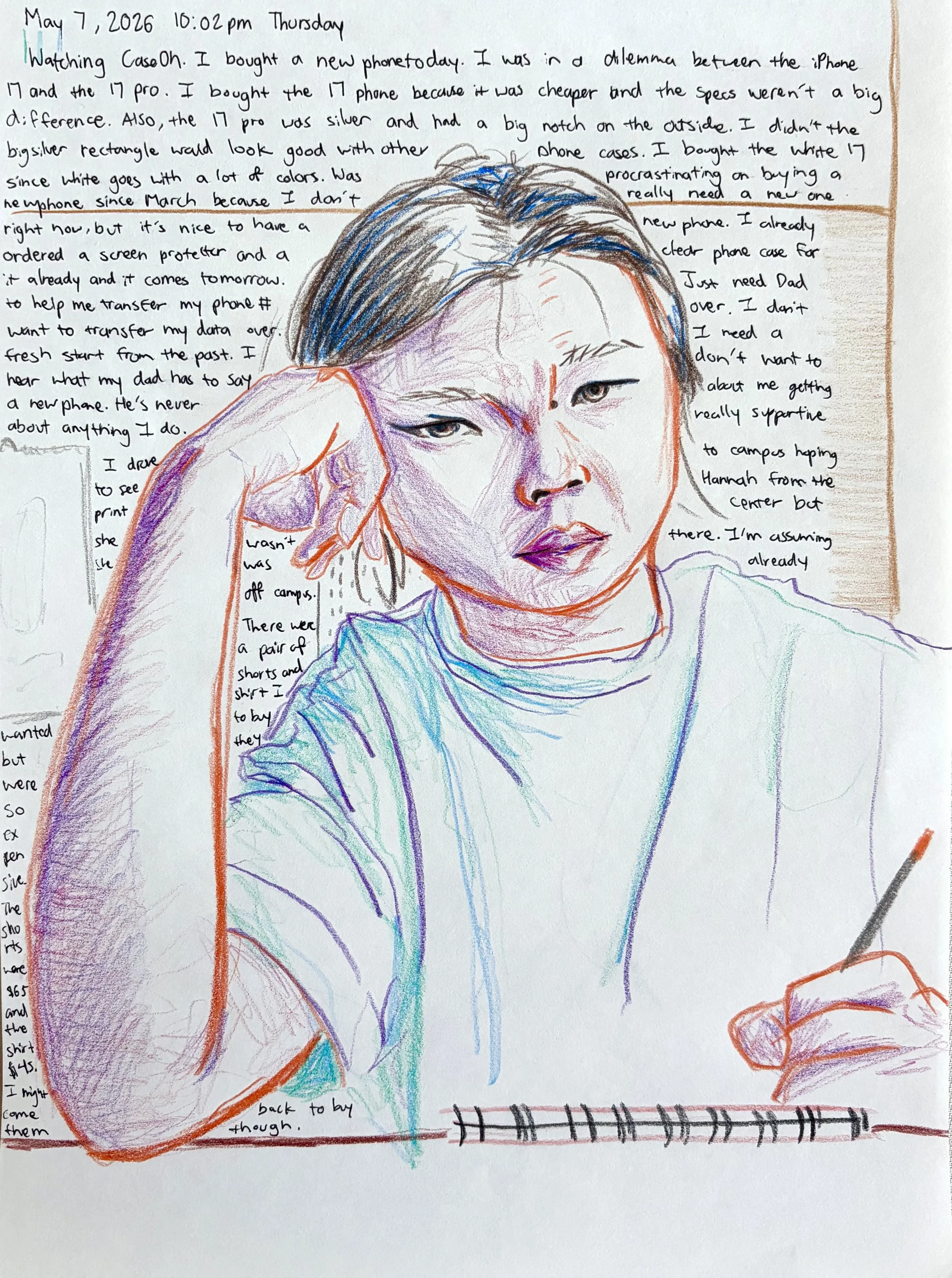 May 2026. Colored pencil on paper.