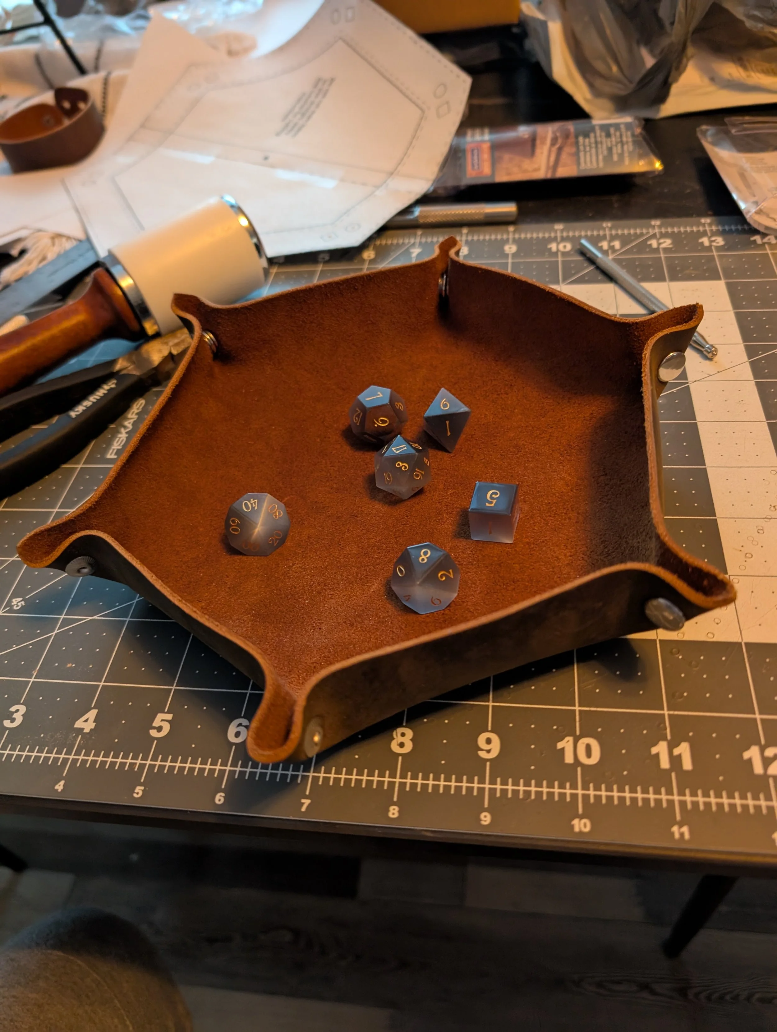 Folding Leather dice tray