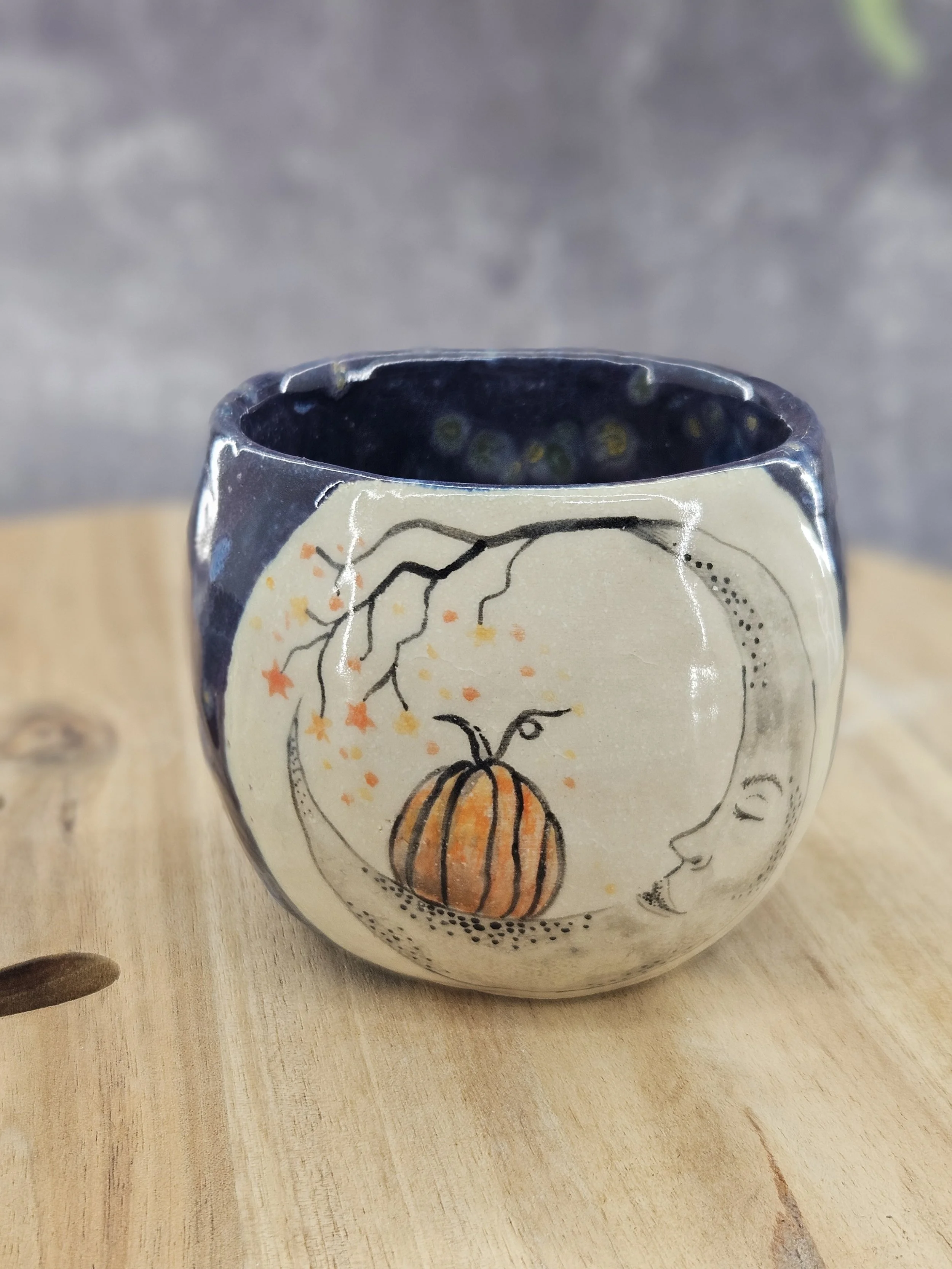 Pumpkin moon thumbprint tumbler