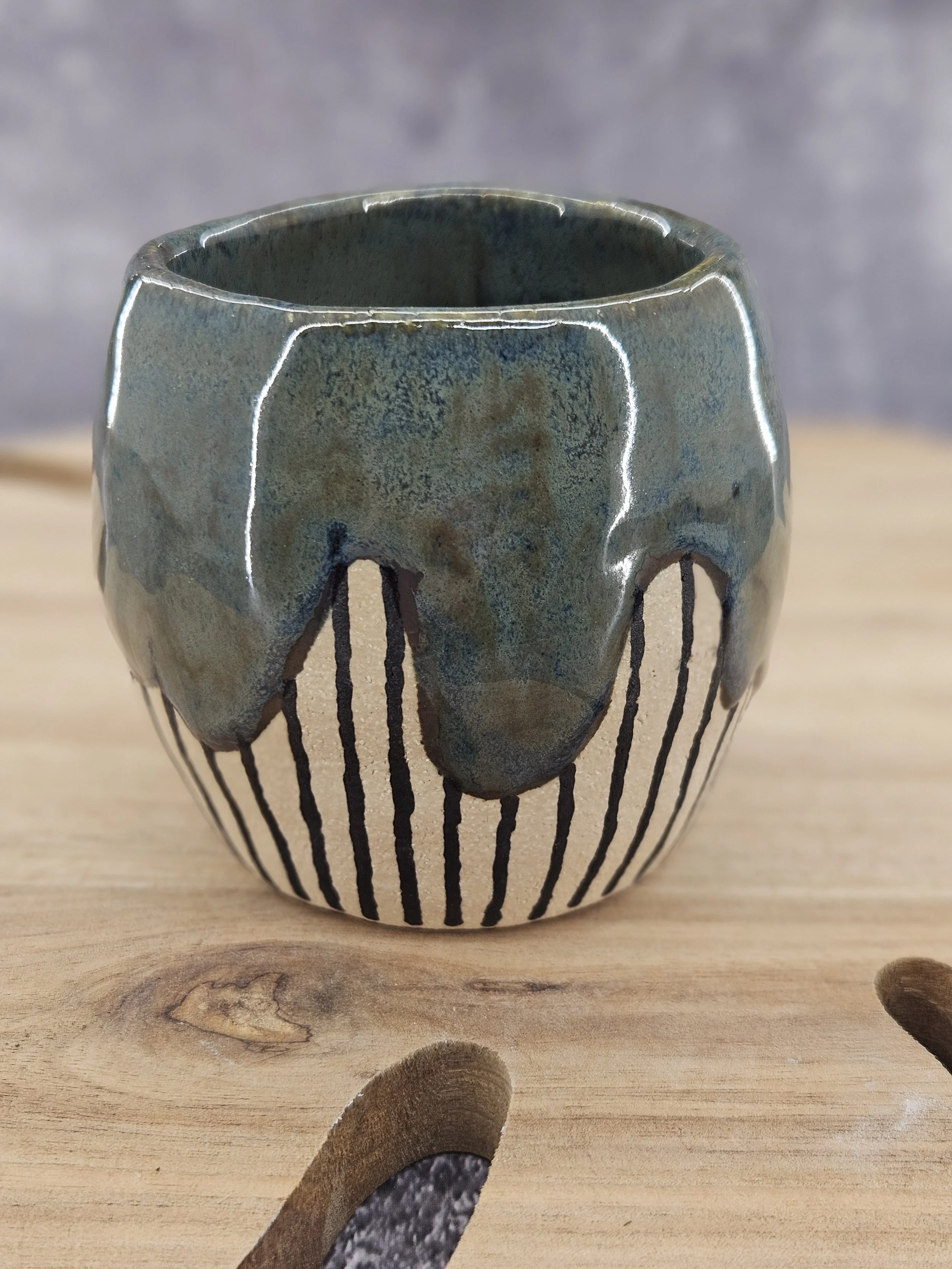 Green Buton thumbprint tumbler