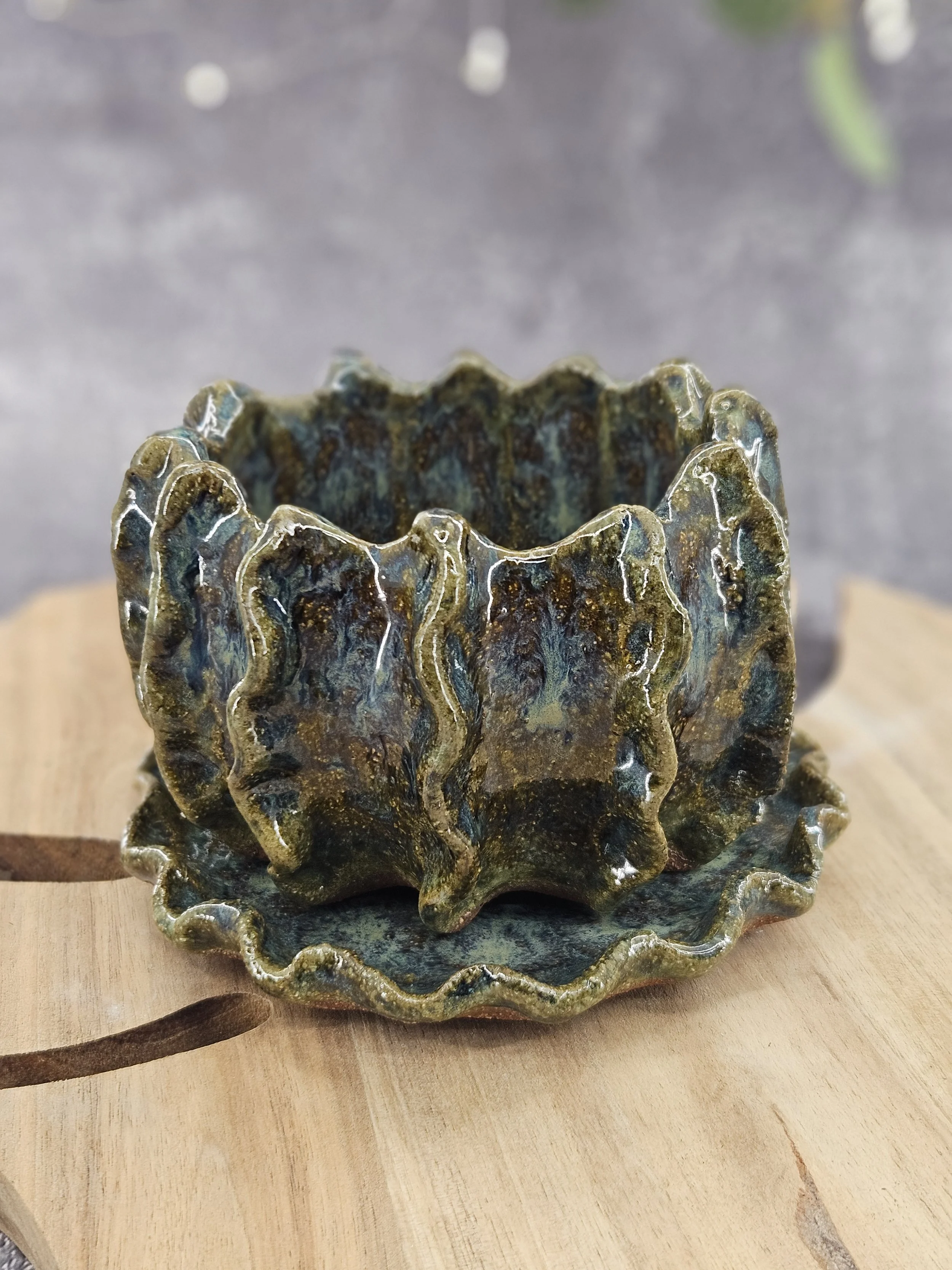 Terra cotta pot and saucer