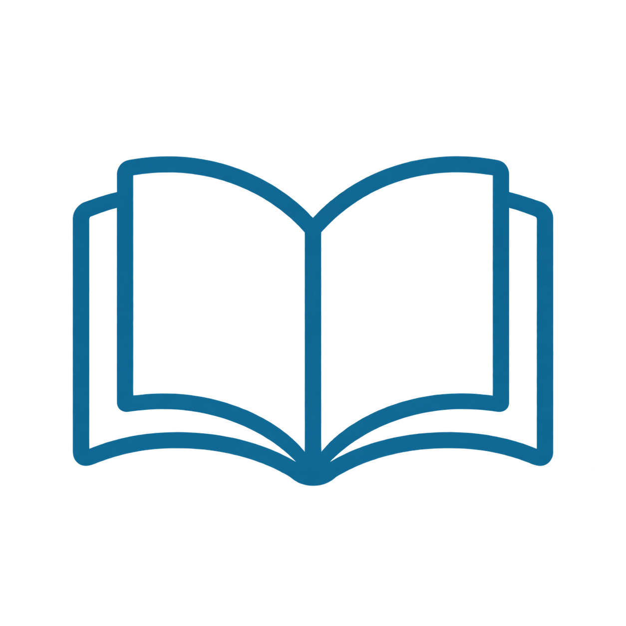 Blue outline icon of an open book