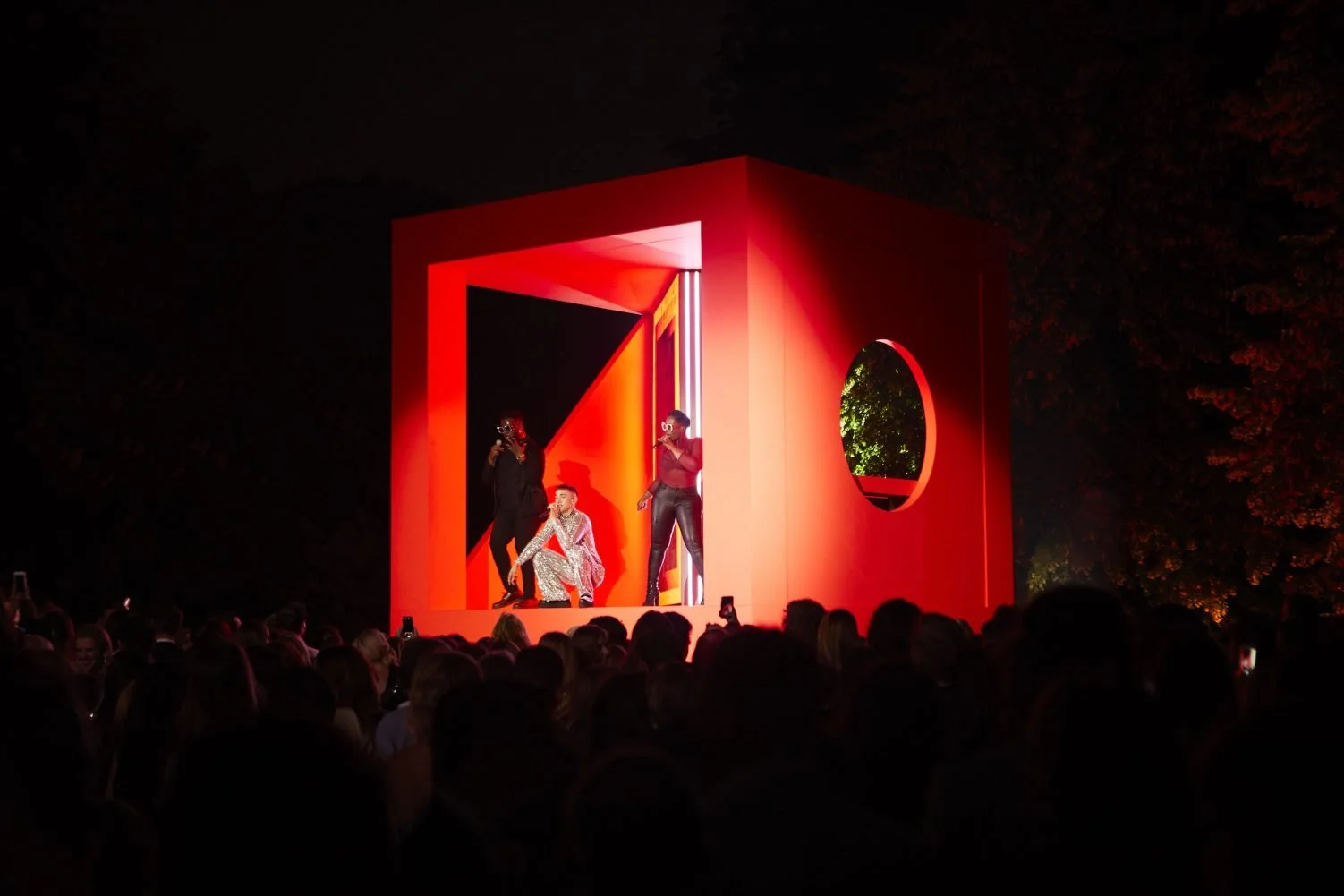 Photograph of a revolving stage designed by artist Es Devlin for the Serpentine Summer Party 2019 in London that was directed by Adam Wilkie