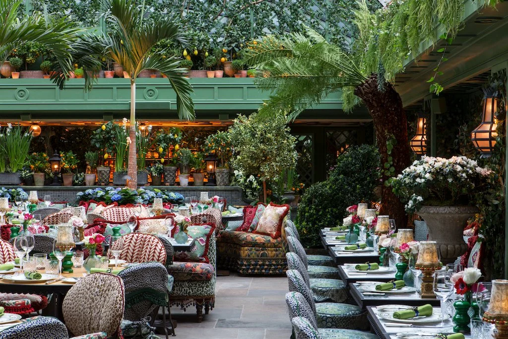 Photograph of the garden at Annabel's members club in Mayfair while Adam Wilkie was consulting for the Birley Group