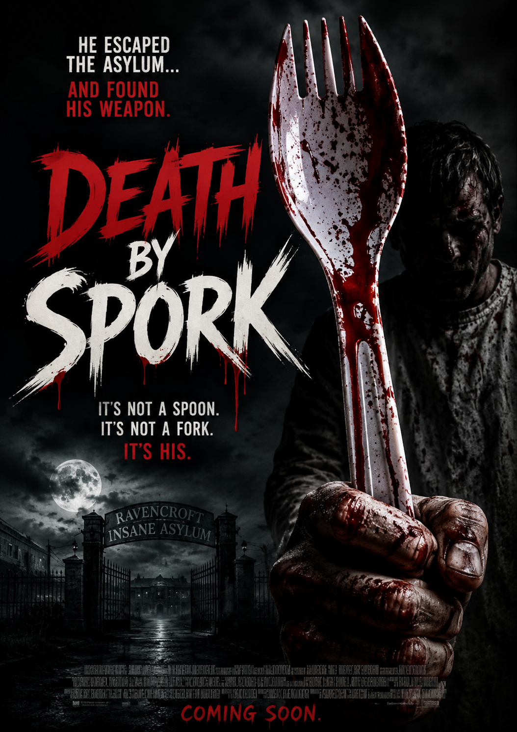 An escaped psychiatric patient turns a plastic spork into his signature weapon as a bizarre killing spree leads back to the hospital cafeteria where it all began. An original slasher horror comedy by Fred Dex.