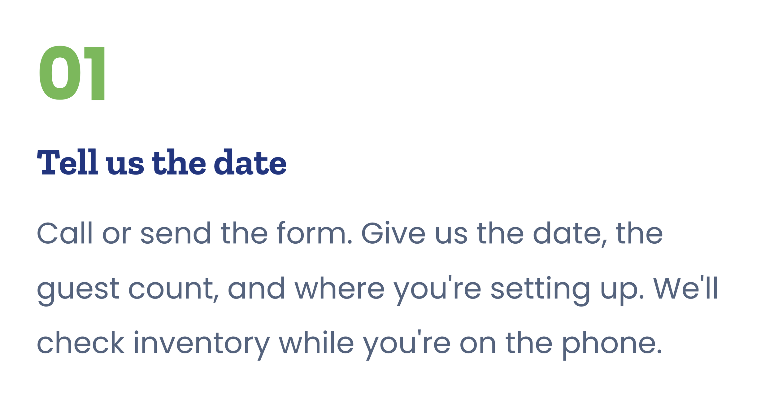 A sign instructs people to tell the date, call or send the form, and provide guest count and location details for check-in.