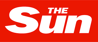The Sun newspaper logo with white text on a red background.