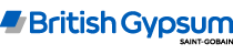 British Gypsum logo with blue text and icon