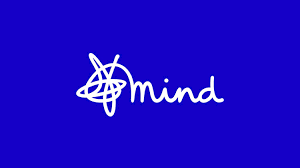 Mind logo with stylized knot in white on blue background.
