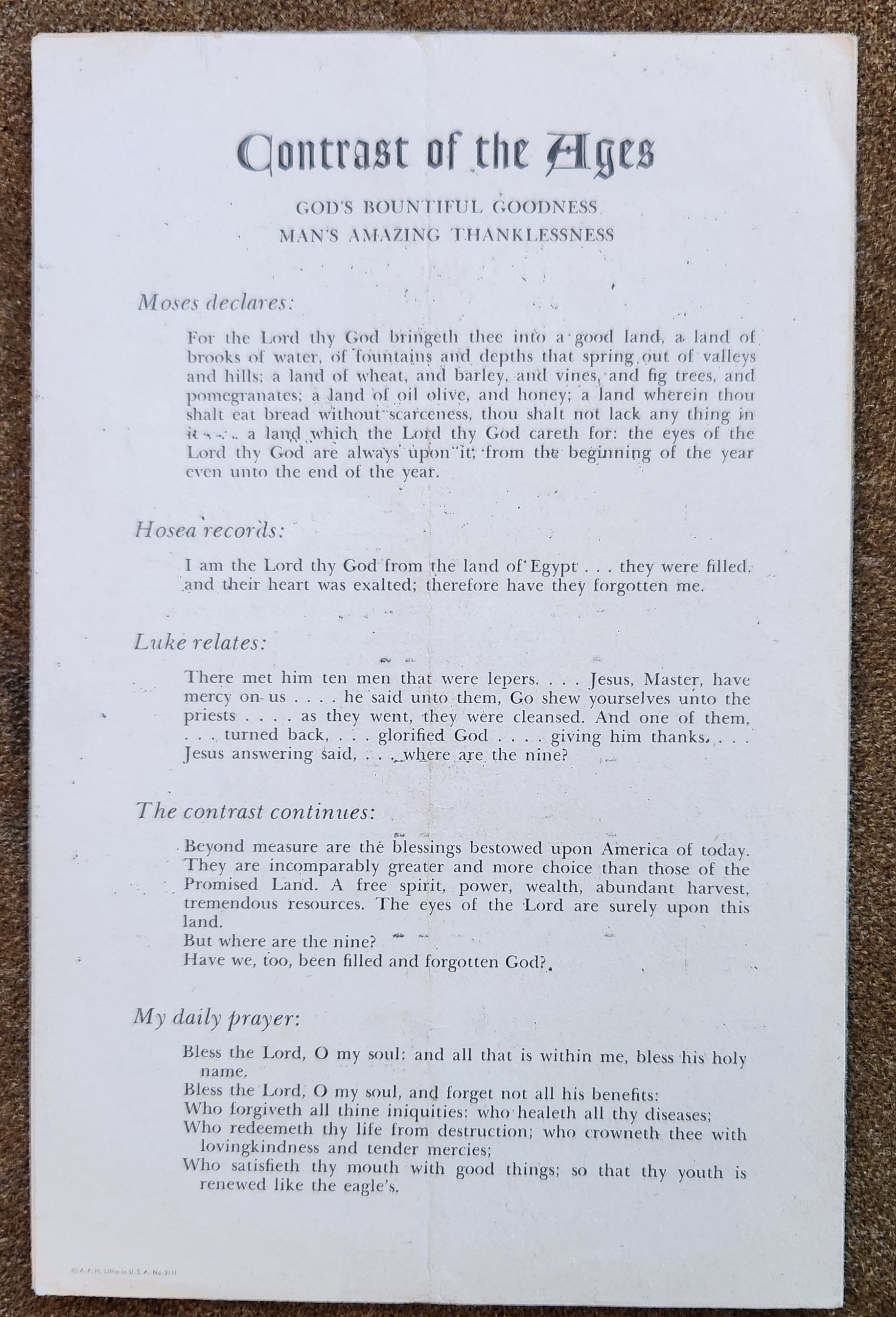 70th Infantry Division Church Bulletin Nov 24th 1943