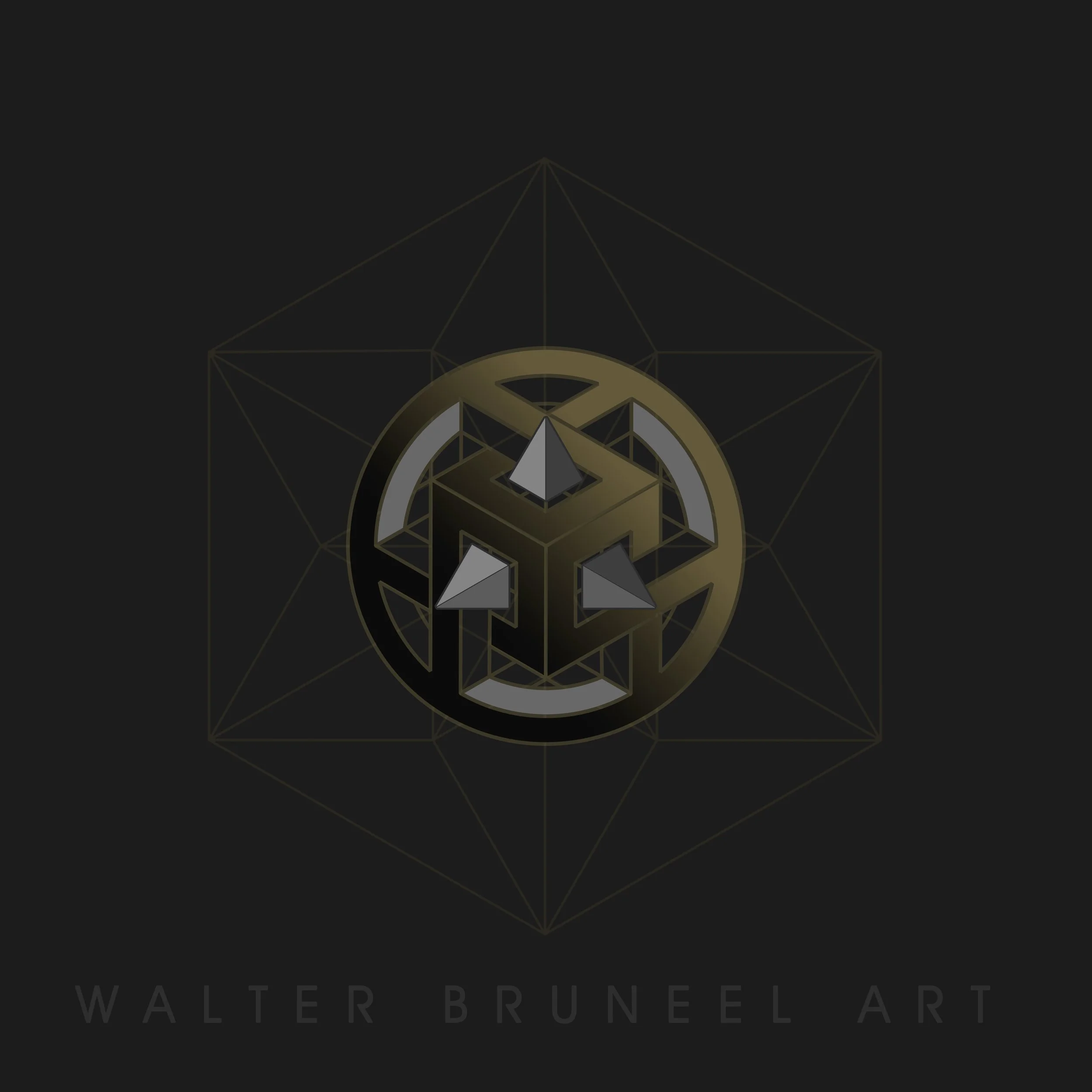 A sacred geometry based illustration with an Escher-like 3D cube, encompassed by a circle that paradoxically is a sphere as well, set against a plain black background.