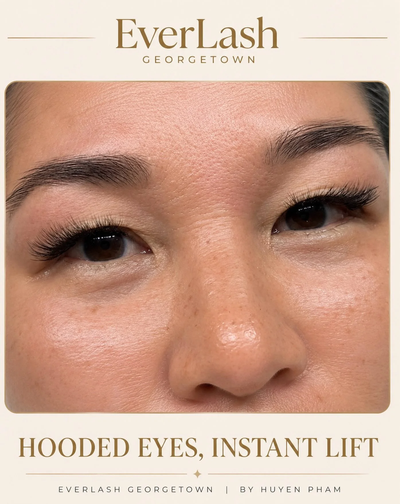 Hooded eyes, instant lift. ✨

A customized lash set can open the eyes, create the illusion of lift, and enhance your natural beauty&mdash;without looking overdone.

At EverLash Georgetown, every set is designed specifically for your eye shape to crea