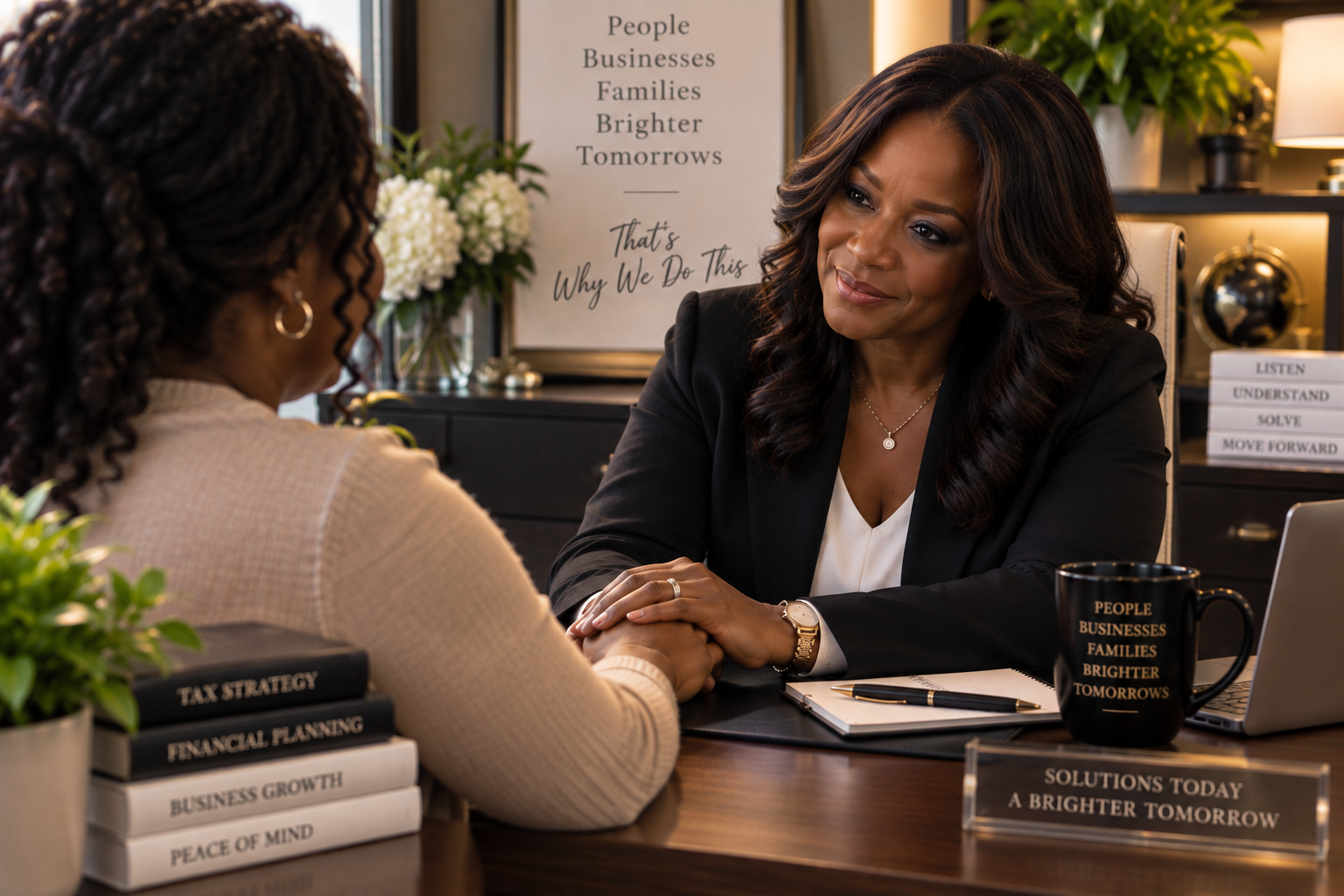 Accounting and tax professional providing personalized guidance and support to a client.