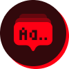 Red circular icon with a black speech bubble containing the word 'Ad..' in red text.