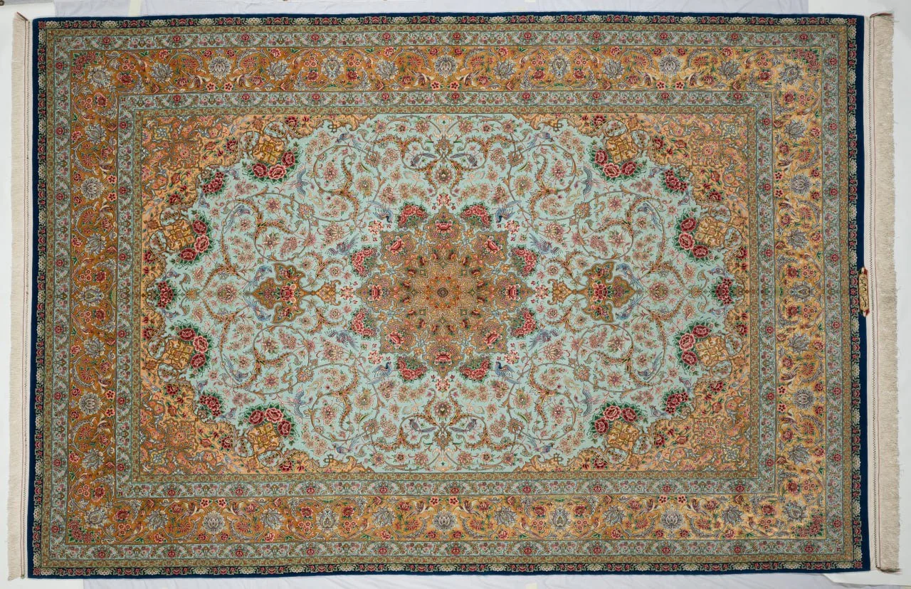 No. 04 · Pale turquoise field, ochre border