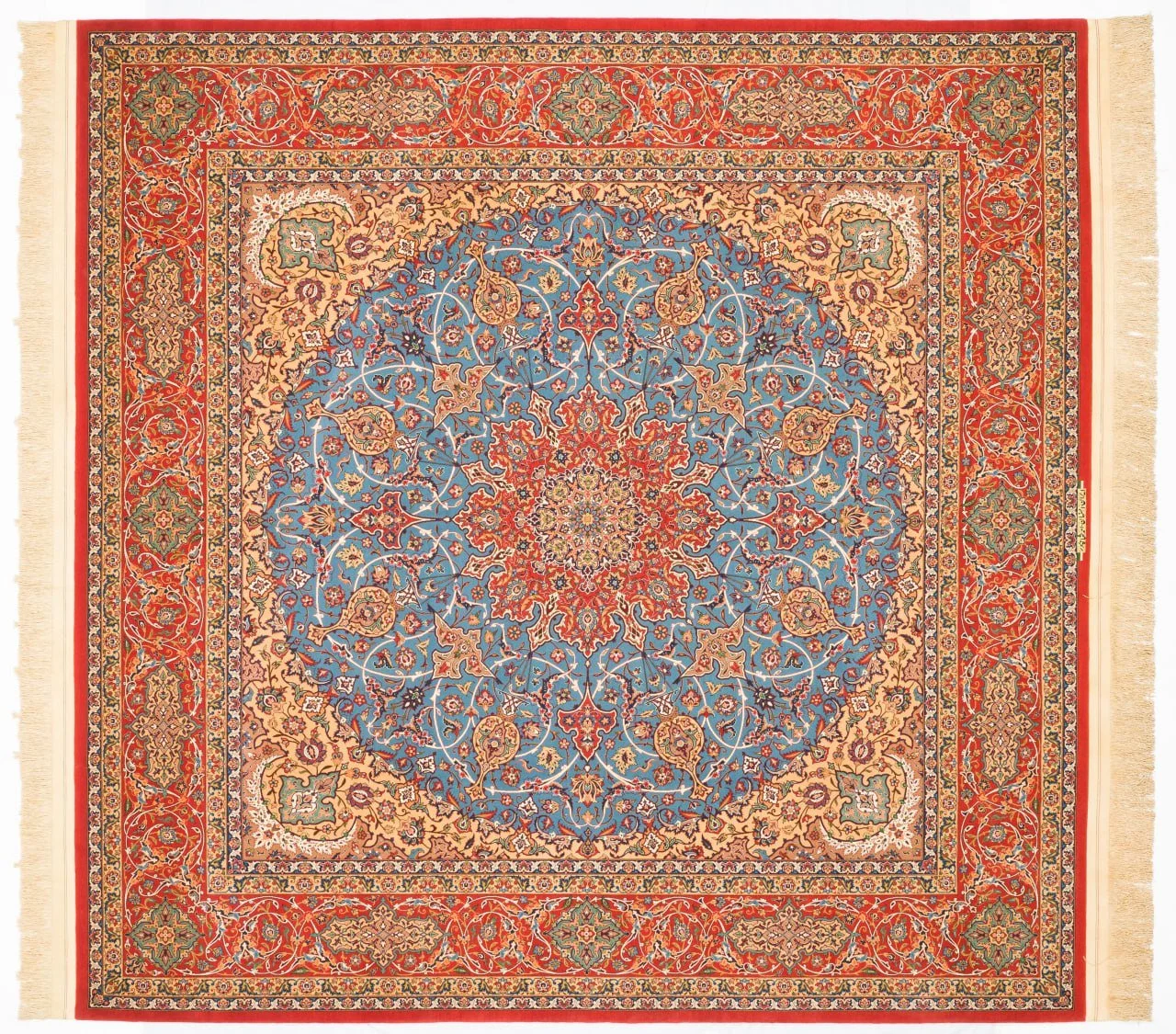 No. 03 · Square, blue medallion, red border