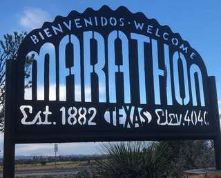 Welcome to Marathon, Texas sign