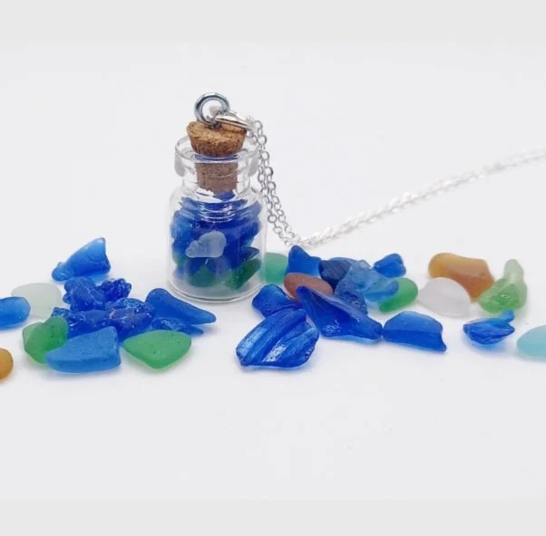 Mini Sea Glass Bottle Necklace
