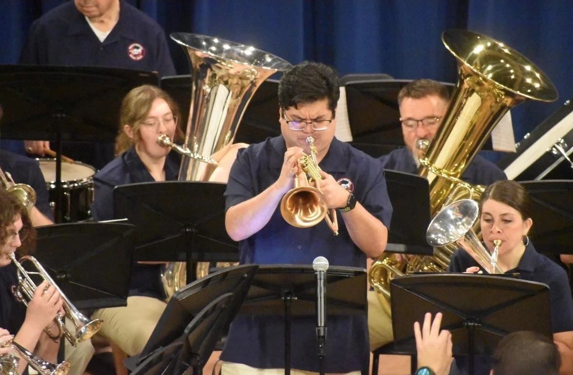 Roman Festival Brass Band solo cornet perfoming a jazz tune during a concert 
