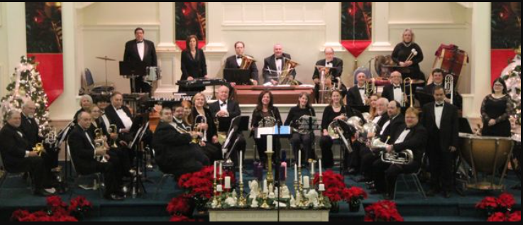 Roman Festival Brass Band performing at a local church for a Christmas concert in Rome GA 
