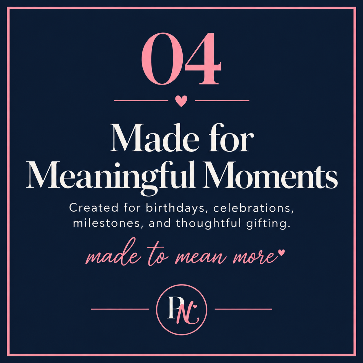 PersoNEAlized brand graphic about personalized gifts for birthdays, celebrations, milestones, and meaningful moments
